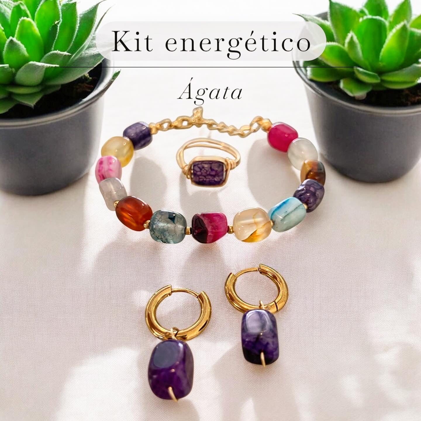 Kit de Joyería Energética|Anillo, Aretes y Pulsera