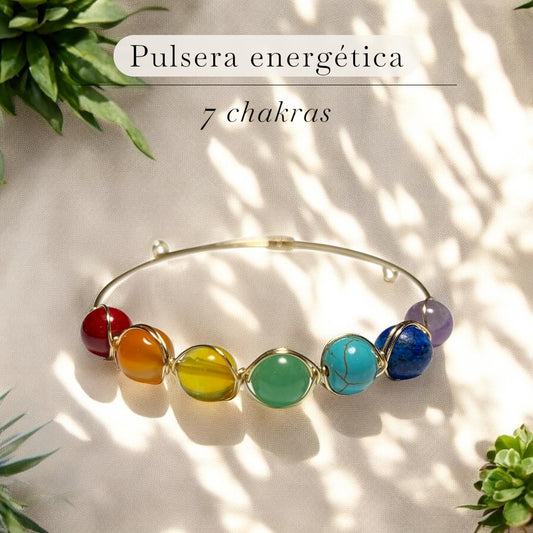 🌈 Pulsera de 7 Chakras con Cuarzos Naturales 🌈